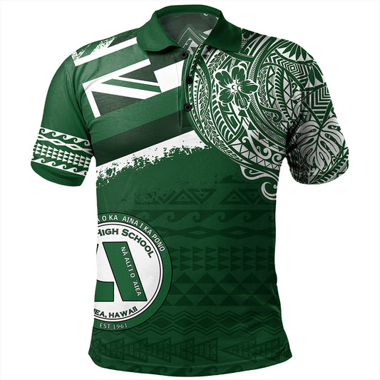 Hawaii Polo Shirt Aiea High School Flag With Crest Style