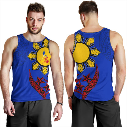Philippines Tank Top Tribal Sun In My Heart Color Flag Style