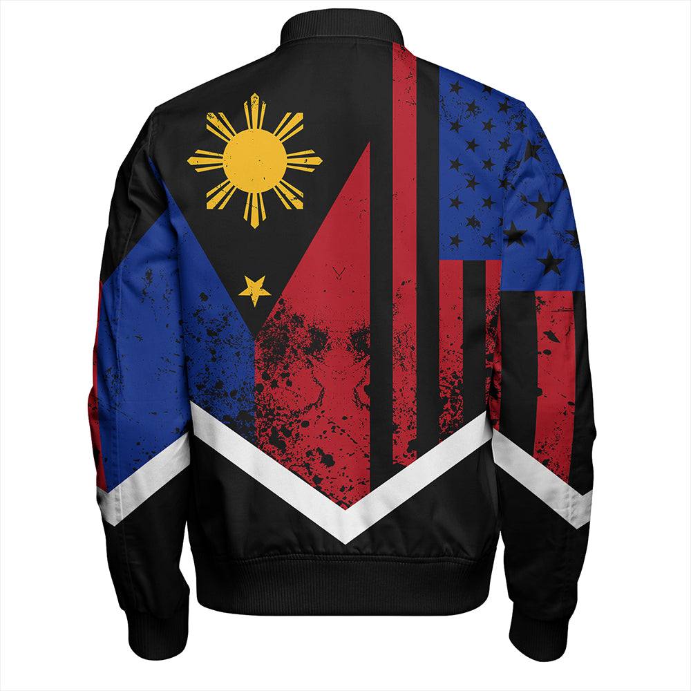 Philippines And American Bomber Jacket Flag Half Concept Brush Style