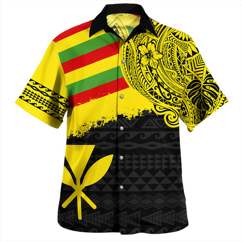 Kanaka Maoli Hawaiian Shirt Polynesian Flag With Coat Of Arms