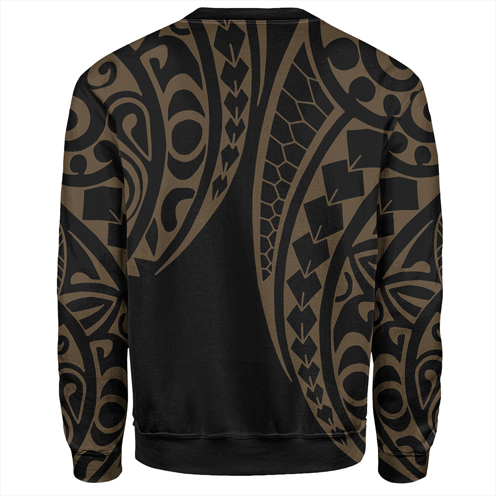 Hawaii Sweatshirt Hawaiian Map Kakau Style Gold