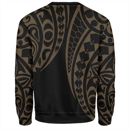 Hawaii Sweatshirt Hawaiian Map Kakau Style Gold