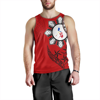 Philippines Tank Top Tribal Sun In My Heart Red Style