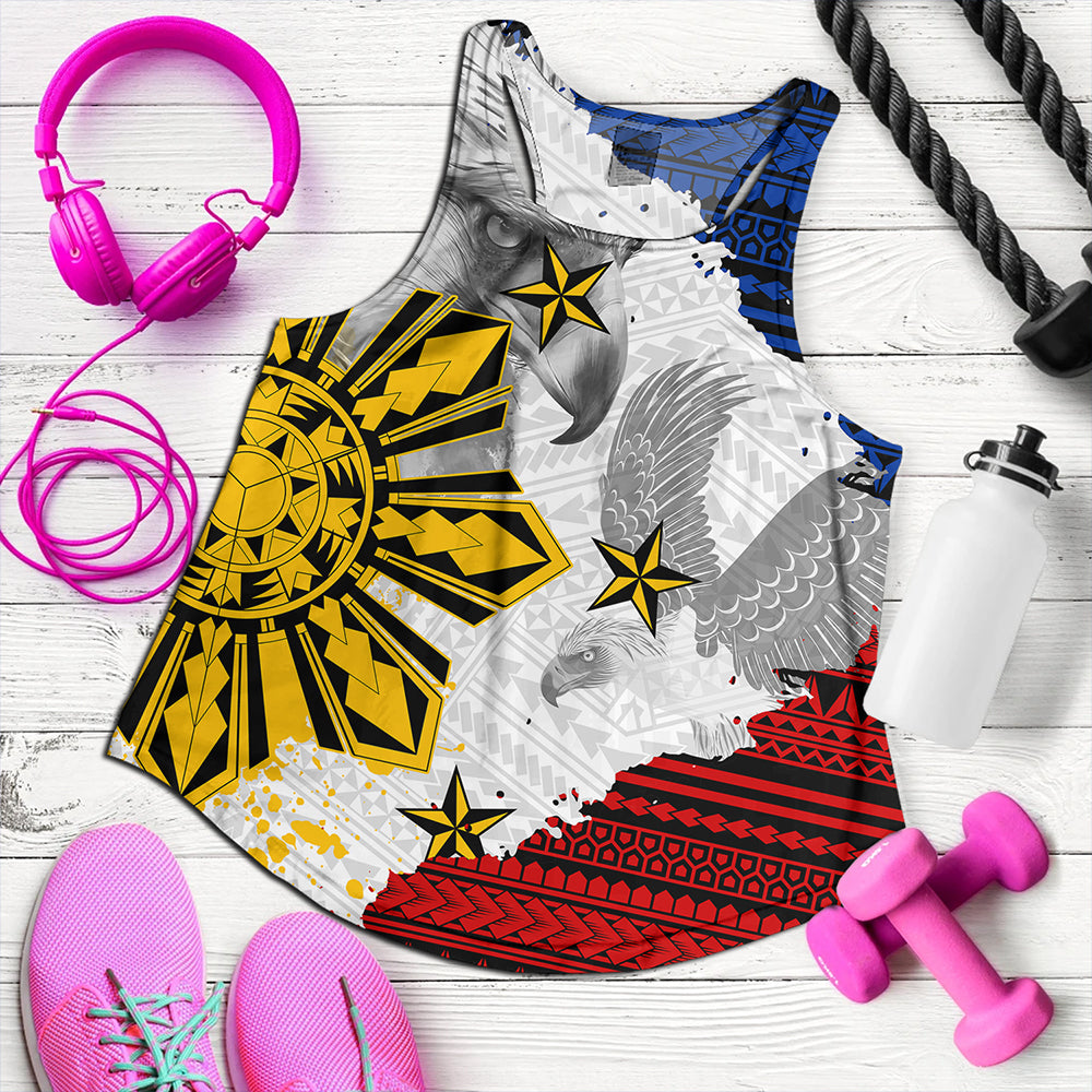 Philippines Women Tank Eagles Filipino Sun Flag Grunge Style