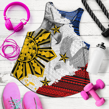 Philippines Women Tank Eagles Filipino Sun Flag Grunge Style