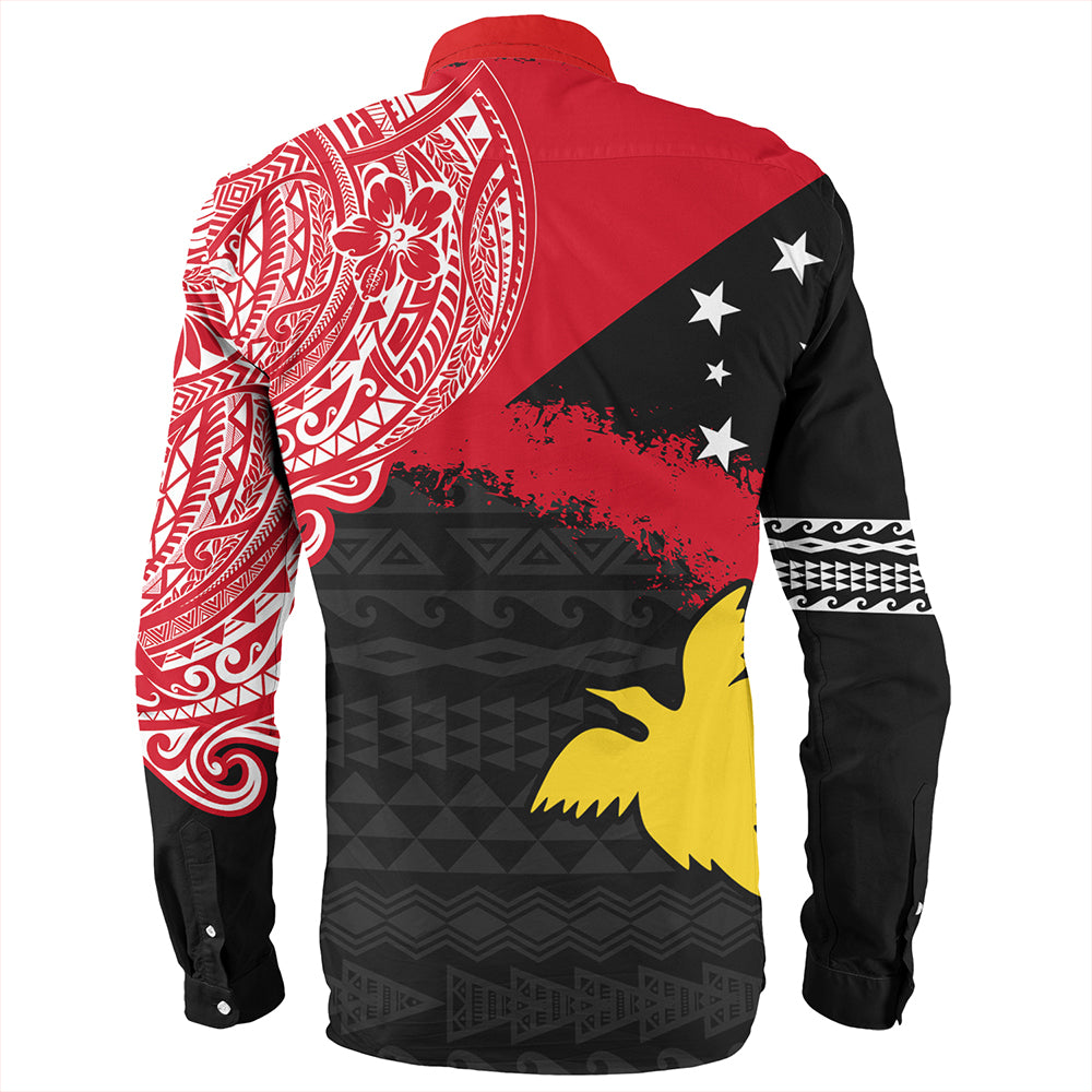 Papua Long Sleeve Shirt Melanesian Flag With Coat Of Arms