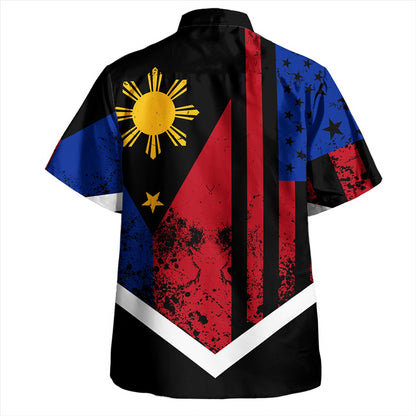 Philippines And American Hawaiian Shirt Flag Half Concept Brush Style