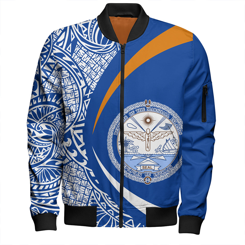 Marshall Islands Bomber Jacket Coat Of Arm Lauhala Circle