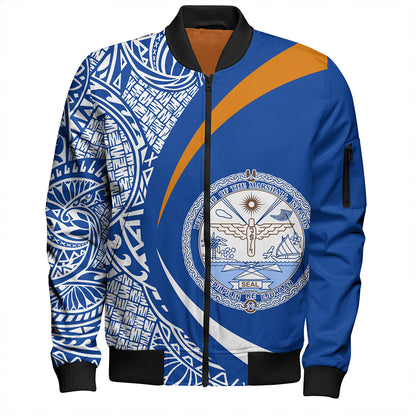 Marshall Islands Bomber Jacket Coat Of Arm Lauhala Circle