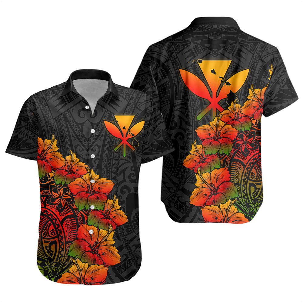 Hawaii Short Sleeve Shirt Hawaii Kanaka Map Style Tropical
