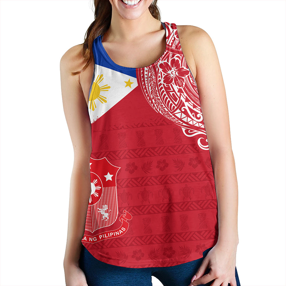 Philippines Women Tank Polynesian Flag With Coat Of Arms