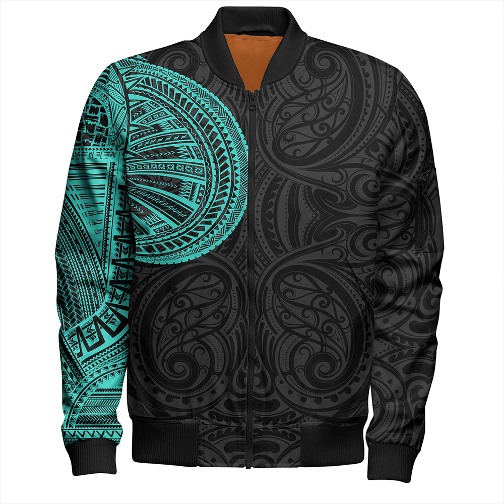 Samoa Tribal Maori Tattoo Roman Reigns Bomber Jacket Turquoise