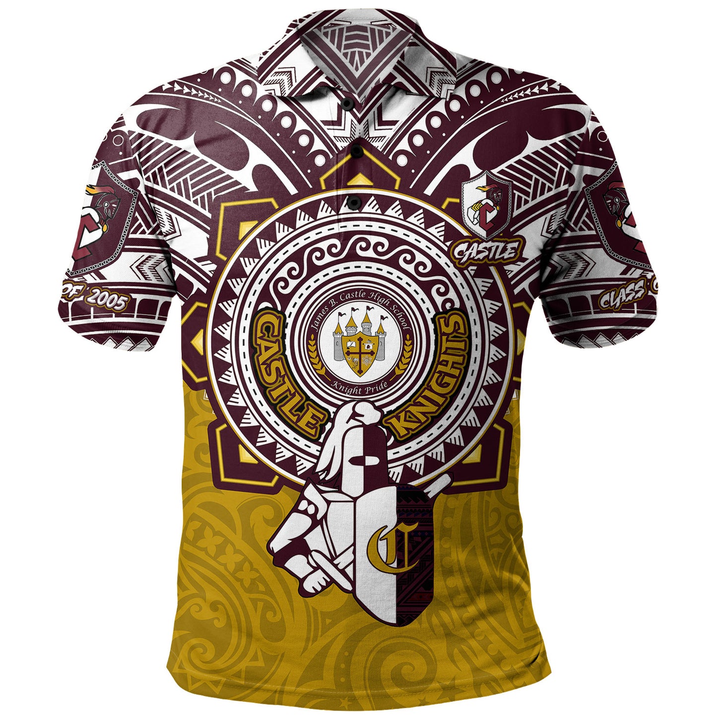 Hawaii Polo Shirt Custom James B. Castle High School Super Castle Knights Tribal Style