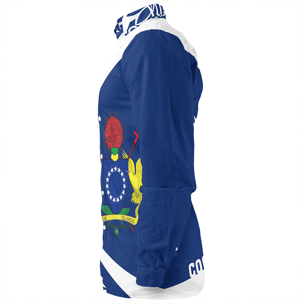 Cook Islands Long Sleeve Shirt Coat Of Arm Lauhala Circle