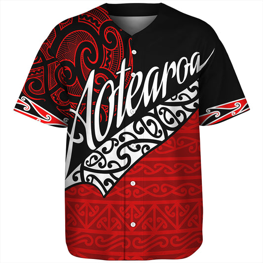 New Zealand Baseball Shirt Aotearoa Maori Flag Puhoro Pattern