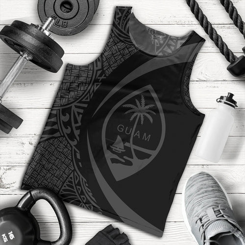 Guam Tank Top Coat Of Arm Lauhala Gray Circle