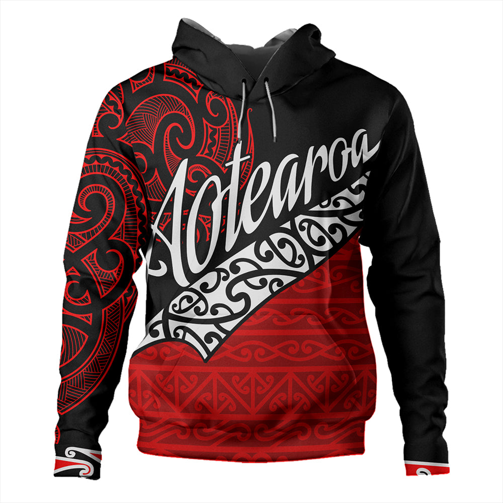 New Zealand Hoodie Aotearoa Maori Flag Puhoro Pattern