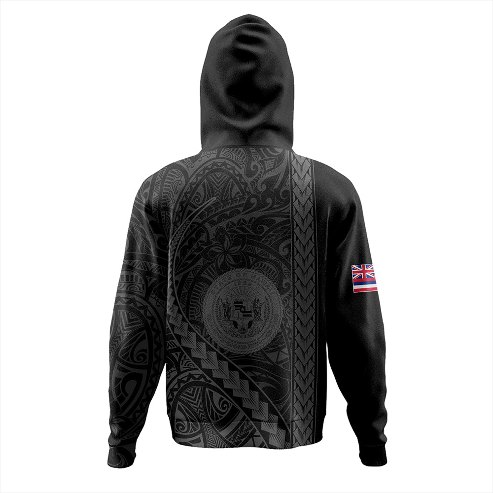 Hawaii Hoodie Tribal Polynesian Coat Of Arms Gray
