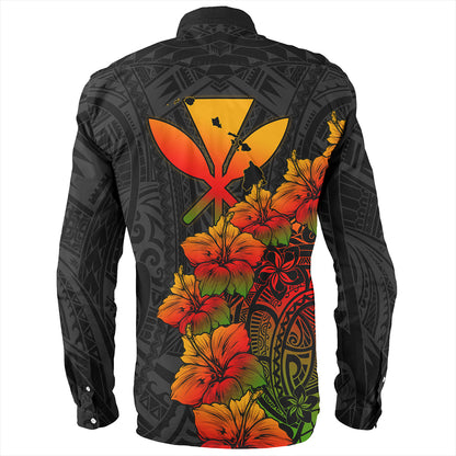 Hawaii Long Sleeve Shirt Hawaii Kanaka Map Style Tropical