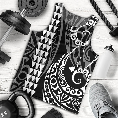 Hawaii Tank Top Hawaiian Map Kakau Style White