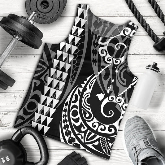 Hawaii Tank Top Hawaiian Map Kakau Style White