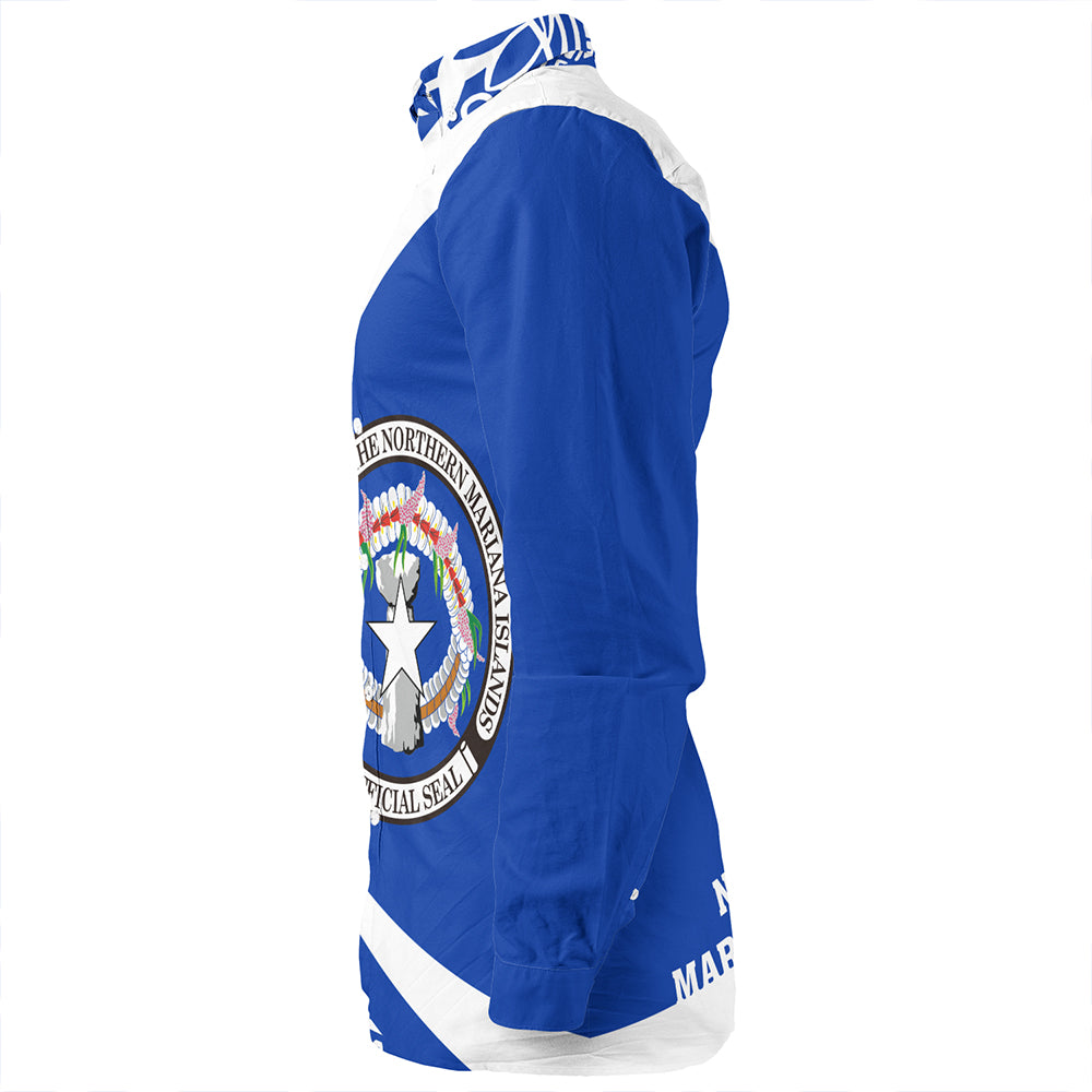 Northern Mariana Islands Long Sleeve Shirt Coat Of Arm Lauhala Circle
