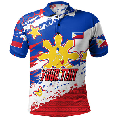 Philippines Filipinos Polo Shirt Custom Filipino Sun 3 Stars Bicolor Flag Tribal Grunge Style