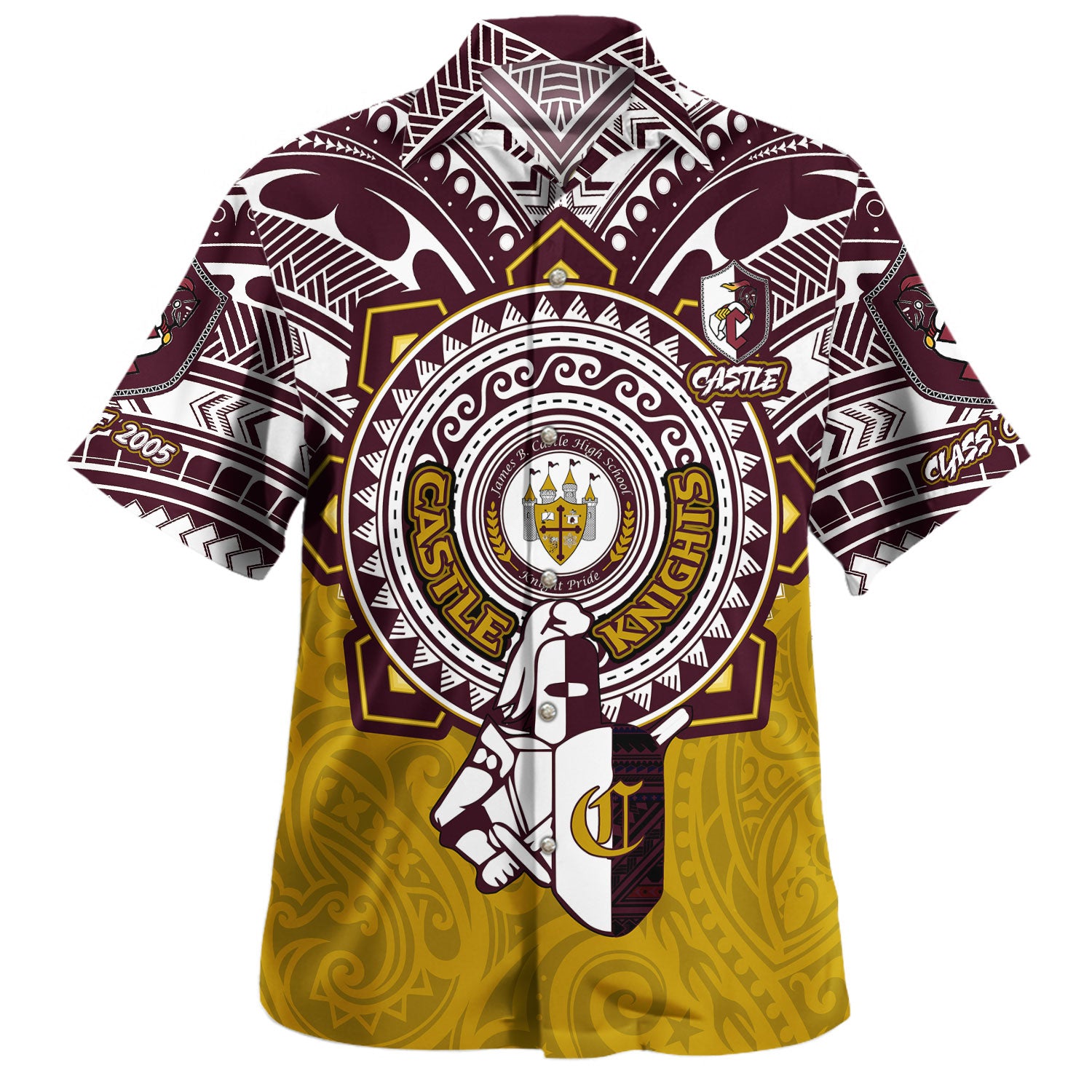Hawaii Hawaiian Shirt Custom James B. Castle High School Super Castle Knights Tribal Style