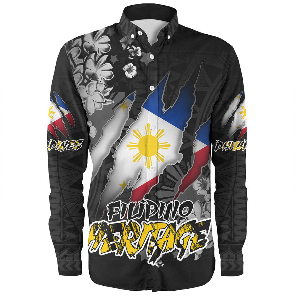 Philippines Custom Long Sleeve Shirt Filipino Heritage Blood Inside Me