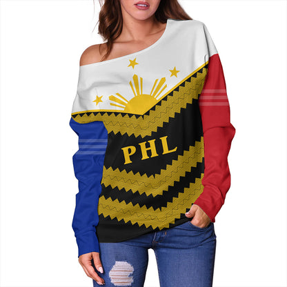 Philippines Off Shoulder Sweatshirt Pilipinas PHL Pride Patriot Love