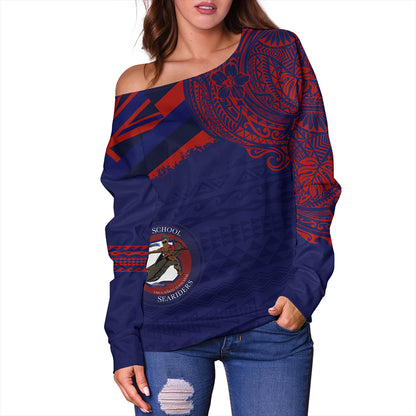Hawaii Off Shoulder Sweatshirt Waianae High School With Crest Style