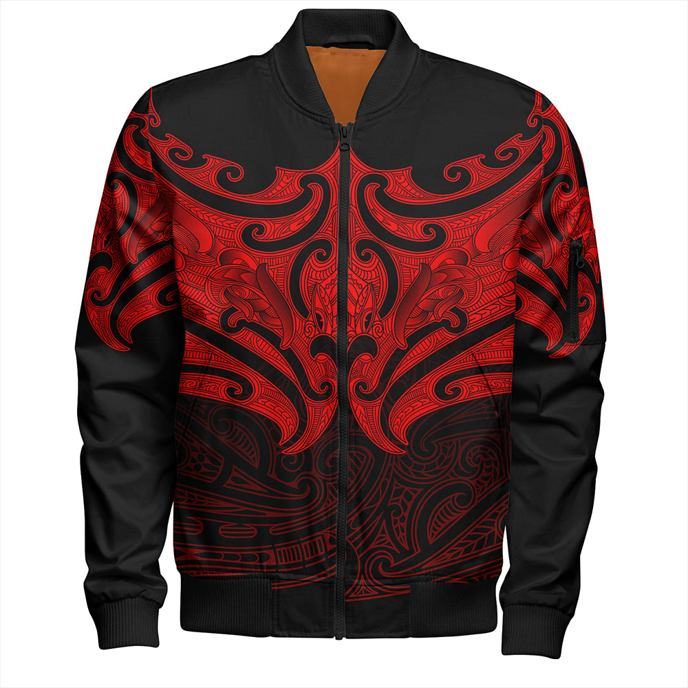 New Zealand Bomber Jacket Maori Red Pattern