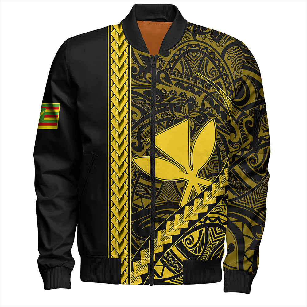 Hawaii Bomber Jacket Tribal Polynesian Kanaka Maoli Yellow