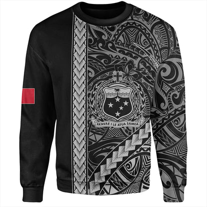 Samoa Sweatshirt Tribal Polynesian Coat Of Arms White