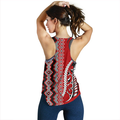 New Zealand Women Tank Maori Fabic Pattern Silvers Fern