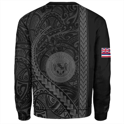 Hawaii Sweatshirt Tribal Polynesian Coat Of Arms Gray