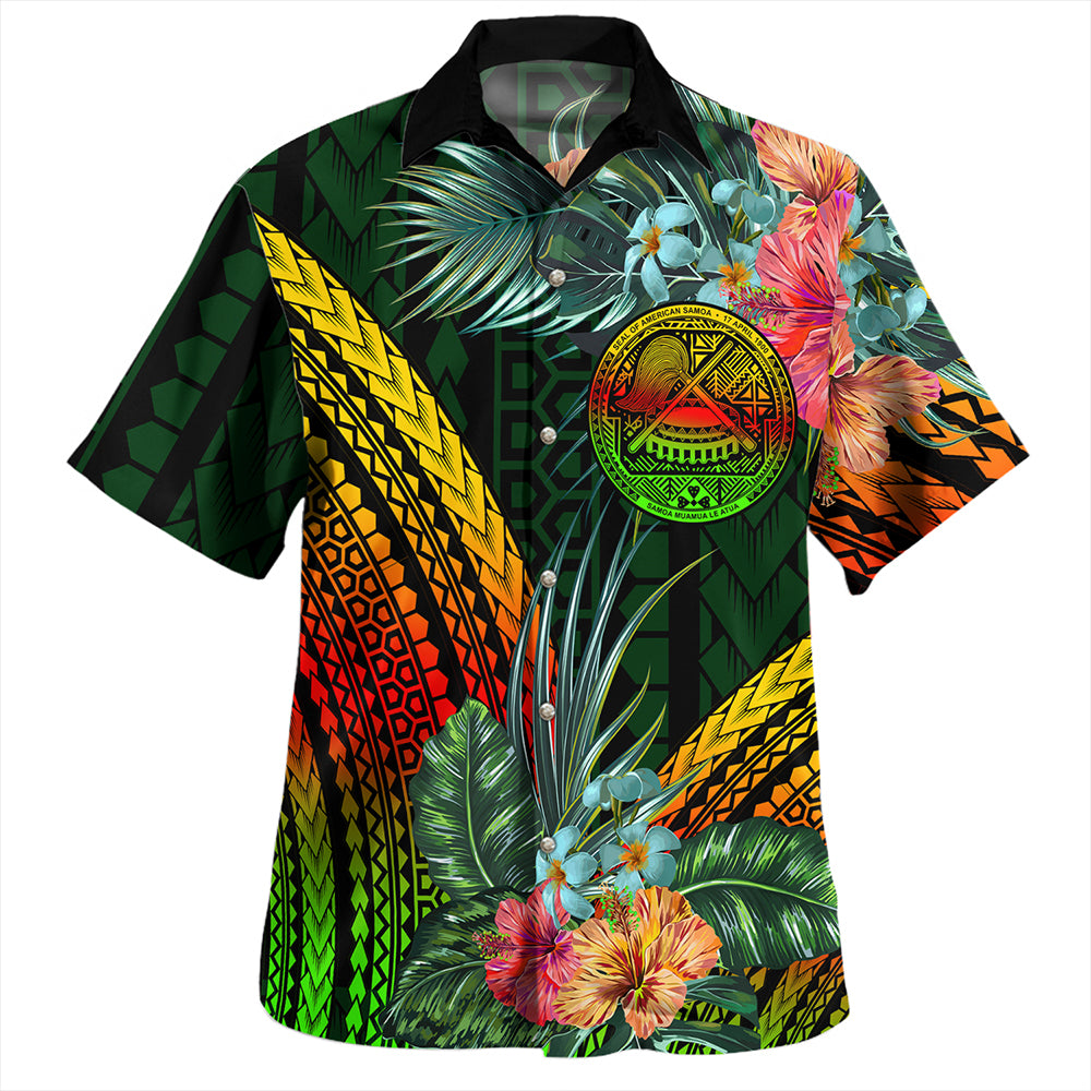 American Samoa Hawaiian Shirt Polynesian Tropical Style Flower