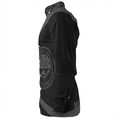 Federated States of Micronesia Long Sleeve Shirt Coat Of Arm Lauhala Gray Circle