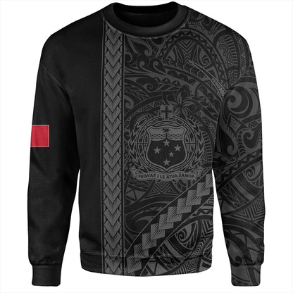 Samoa Sweatshirt Tribal Polynesian Coat Of Arms Gray