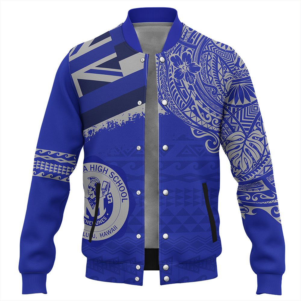 Hawaii Baseball Jacket Moanalua High School Flag With Crest Style
