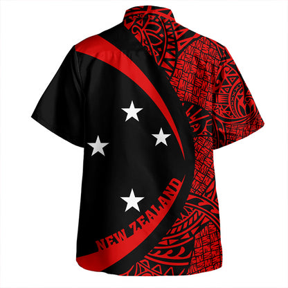 New Zealand Hawaiian Shirt Silver Fern Maori Flag Lauhala Circle