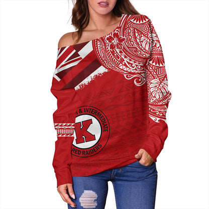 Hawaii Off Shoulder Sweatshirt Kahuku High And Intermediate School With Crest Style