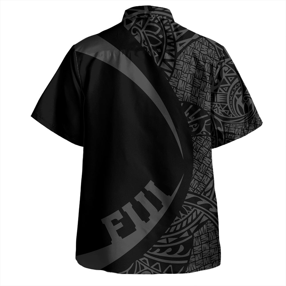 Fiji Hawaiian Shirt Coat Of Arm Lauhala Gray Circle