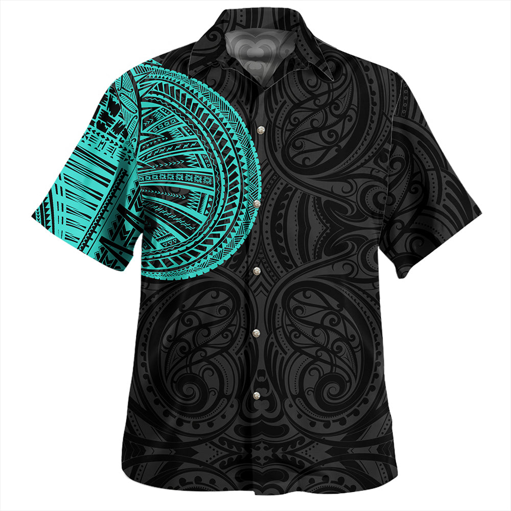 Samoa Tribal Maori Tattoo Roman Reigns Hawaiian Shirt Turquoise
