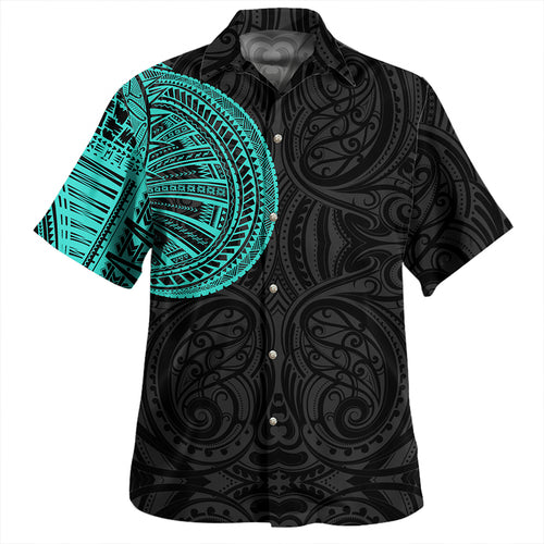 Samoa Tribal Maori Tattoo Roman Reigns Hawaiian Shirt Turquoise