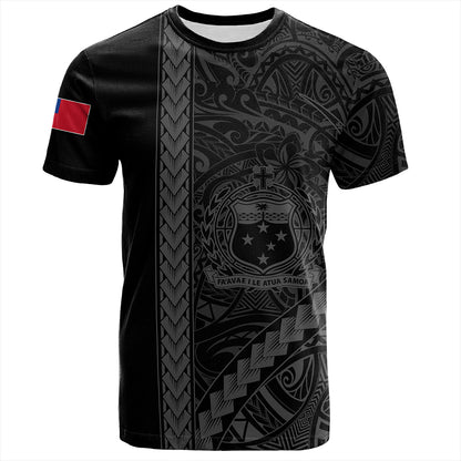 Samoa T-Shirt Tribal Polynesian Coat Of Arms Gray