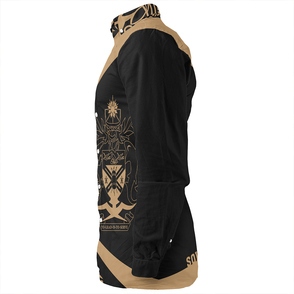 Solomon Islands Long Sleeve Shirt Coat Of Arm Lauhala Gold Circle