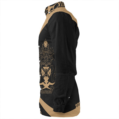 Solomon Islands Long Sleeve Shirt Coat Of Arm Lauhala Gold Circle