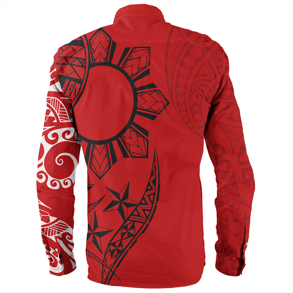 Philippines Long Sleeve Shirt Tribal Sun In My Heart Red Style