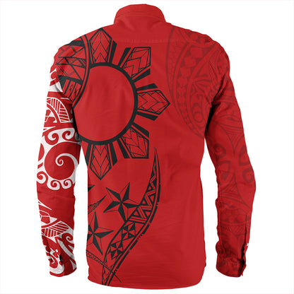 Philippines Long Sleeve Shirt Tribal Sun In My Heart Red Style